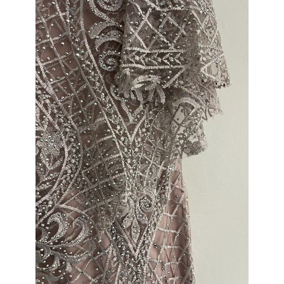 Lara Dress 14 Cape Sleeve Mermaid Beaded Gown Formal Mother of Bride Lavender - Picture 14 of 16